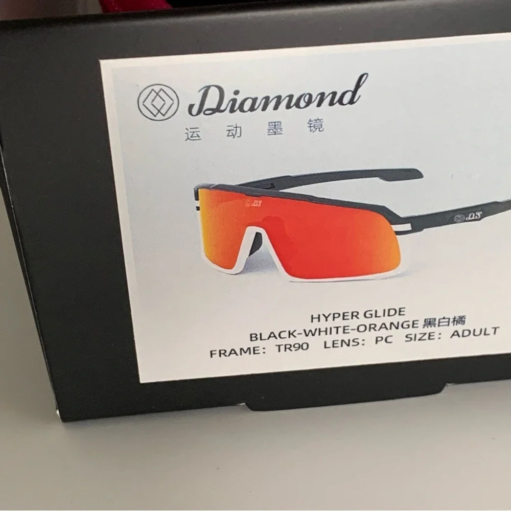 Diamond Eyewear White Orange Sporty Sunglasses Baseball Outdoor Fishing Box Case